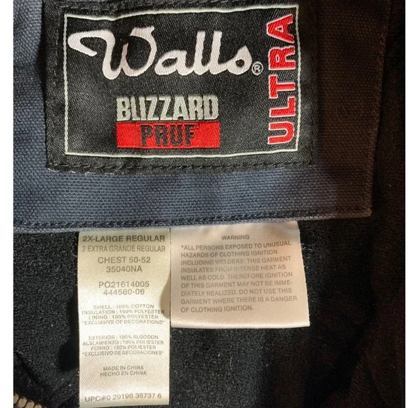 Walls Blizzard Pruf Double Fill Duck Hooded Insulated Jacket Blue Men 2X